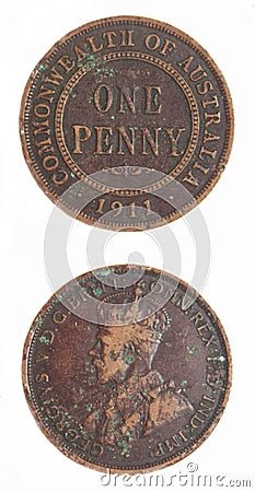 Australian Penny pre-decimal 1911 Scarce coin Stock Photo