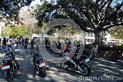 Australian people joining with classic retro motorcycle and car festival Editorial Stock Photo