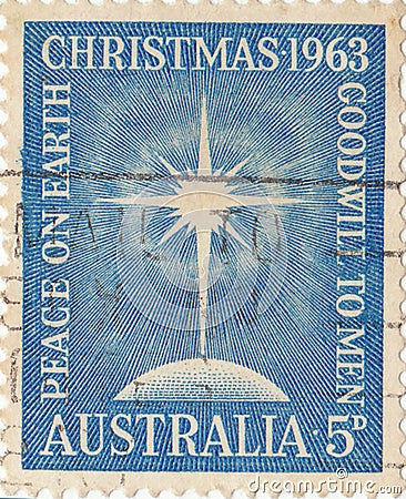 Australian postage stamp Christmas Editorial Stock Photo