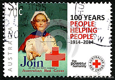 Australian Red Cross Postage Stamp Editorial Stock Photo