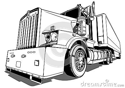 Australian Road Truck with Trailer Vector Illustration