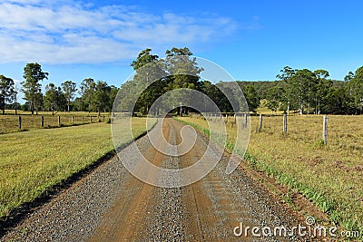 Middle of a rural dirt road Stock Photo