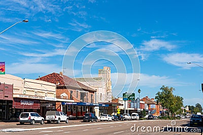 Australian rural town of Scone amin street with shops and small business Editorial Stock Photo