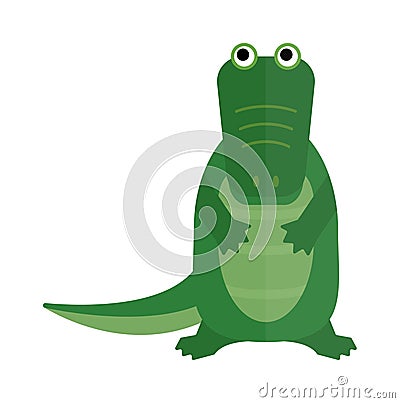 Australian saltwater green crocodile cartoon flat vector illustration. Vector Illustration