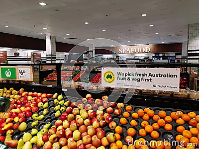 Australian Supermarket - Fruit, vegetables and seafood Editorial Stock Photo