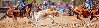 Australian Team Calf Roping Rodeo Event Stock Photo