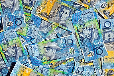 Australian Ten Dollar Notes Stock Photo