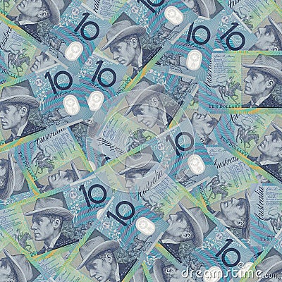 Australian Ten Dollar Notes, featuring Banjo Paterson and Mary Gilmore Stock Photo