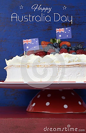 Australian traditional dessert, Pavlova with sample text Stock Photo