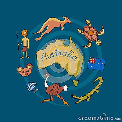 Australian vector doodle set Vector Illustration
