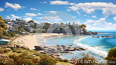 Australian village on the coast surfing sunny beaches _011 Stock Photo