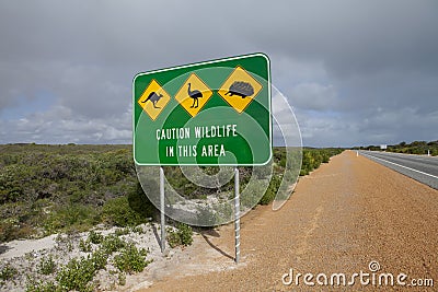 Australian wildlife road sign Stock Photo