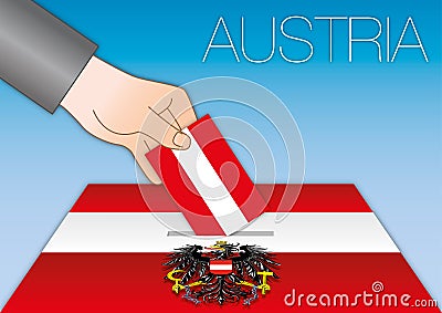 Austria, ballot box, elections Vector Illustration