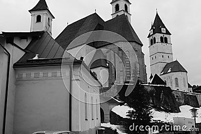 Austria: The Barock church in KitzbÃ¼hel Stock Photo