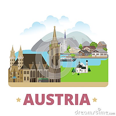 Austria country badge fridge magnet design Flat st Vector Illustration