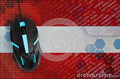 Austria flag and computer mouse. Digital threat, illegal actions on the Internet Stock Photo