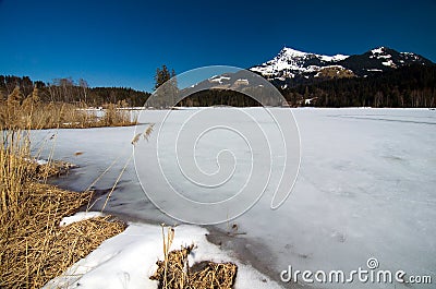 Austria - Kitzbuheler Horn and Lake Schwarzsee Stock Photo