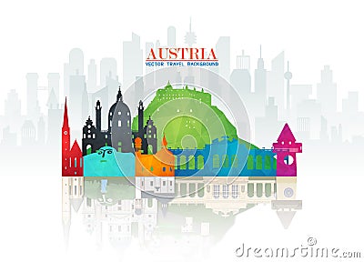 Austria Landmark Global Travel And Journey paper background. Vector Design Template.used for your advertisement, book, banner, Vector Illustration