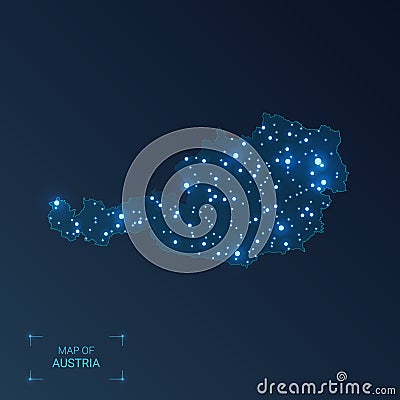 Austria map with cities. Vector Illustration