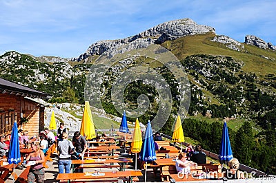 Austria: mountain restaurant Achensee, Tirol Editorial Stock Photo