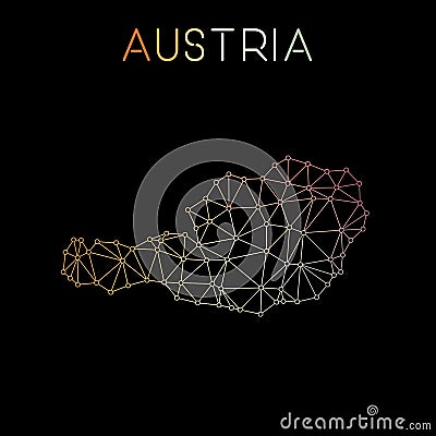 Austria network map. Vector Illustration