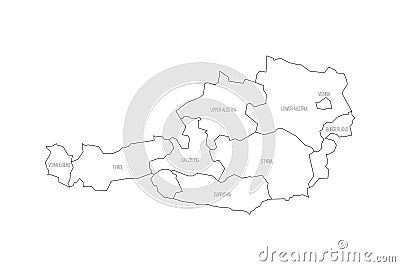 Austria political map of administrative divisions Vector Illustration