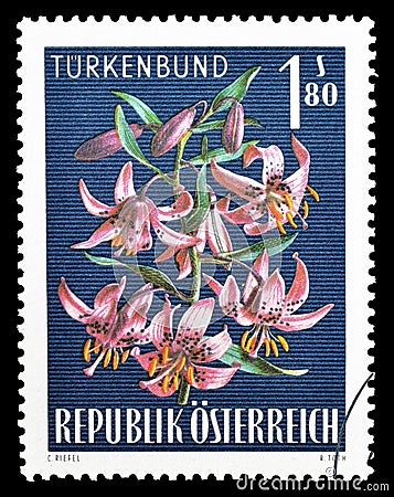 Austria on postage stamps Editorial Stock Photo