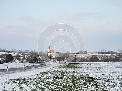 Austria, Rural Village in Winter Stock Photo
