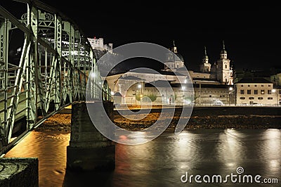 Austria. Salzburg (Saltsburg) at night Stock Photo