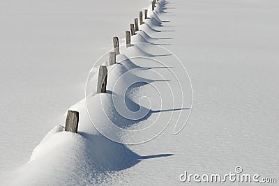 Austria - snowy fence Stock Photo