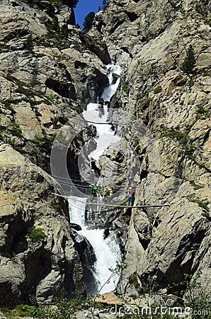 Austria, Tirol, waterfall in Kaunertal Editorial Stock Photo