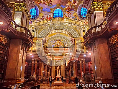 Austrian National Library interior in Vienna, Austria Editorial Stock Photo