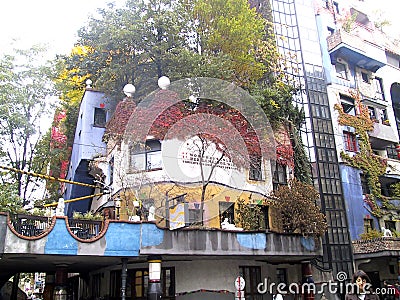 Austria Vienna Hundertwasser House Hundertwasserhaus Friedensreich Hundertwasser Apartment Colorful Mosaic Architecture Design Editorial Stock Photo