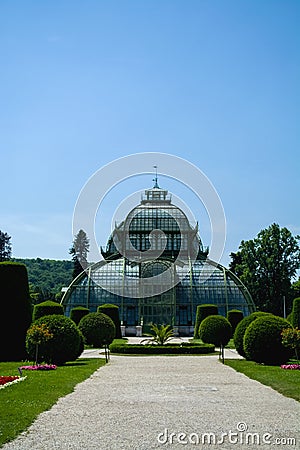 15.06.2019. Austria, Vienna. A sight and the tourist place the Schoenbrunn park and territory with gardens, greenhouse and tropica Editorial Stock Photo