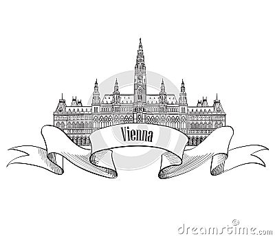 Austria visit card. Vienna city. Famous landmark isolated Stock Photo