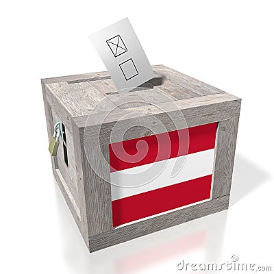 Austria - wooden ballot box - voting concept Stock Photo
