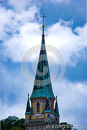 Beautiful Copper spire of Austrian church Stock Photo