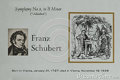 Austrian composer Franz Schubert Editorial Stock Photo