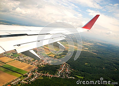 Austrian cultivated land seen from a plane Stock Photo