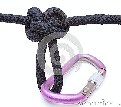 Austrian Knot and Carabiner isolated Stock Photo