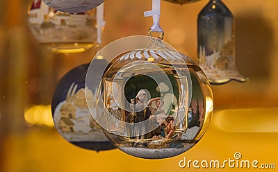 Christmas bauble with nativity scene Stock Photo