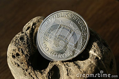 Austrian silver coin Vienna Philharmonic 2011. Stock Photo