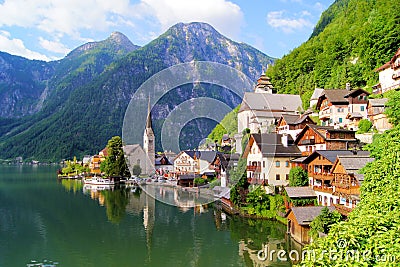 Austrian village in the Alps Stock Photo