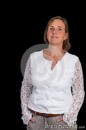 Authentic attractive europeen lady, standing relaxed Stock Photo