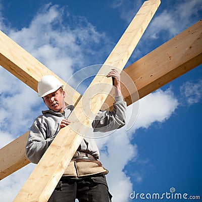 Authentic construction worker Stock Photo