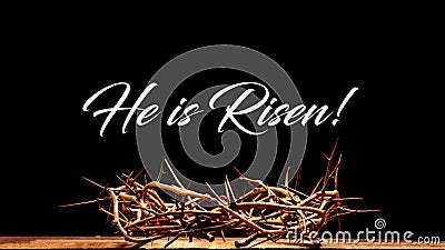 A crown of thorns on a wooden background. Easter Theme Stock Photo