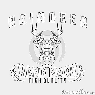 Authentic hipster logotype with polygonal reindeer and arrows Vector Illustration