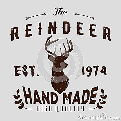 Authentic hipster logotype with reindeer and arrows Vector Illustration