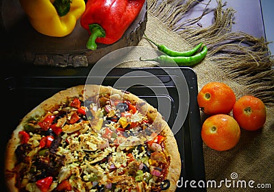 Authentic home made pizza with Sri Lankan spices Stock Photo