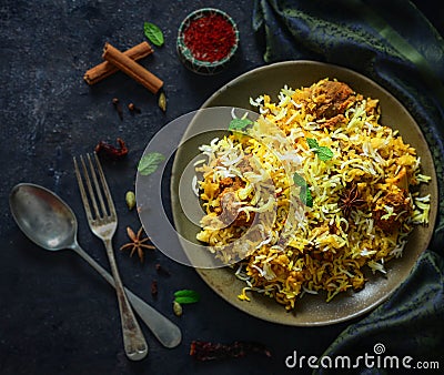 Authentic Hyderabadi Dum Biryani Stock Photo